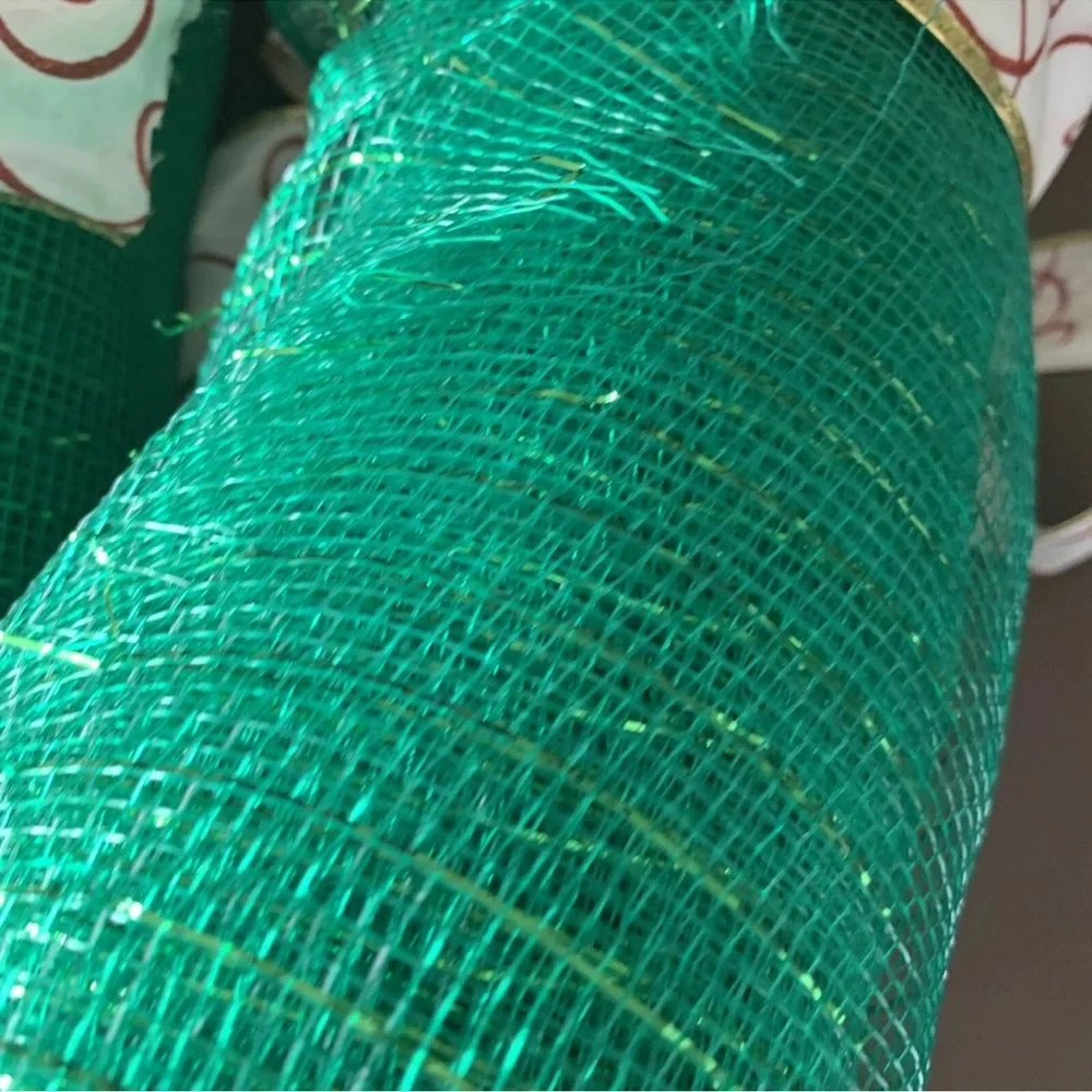 Green Decorative Mesh with Ribbon
